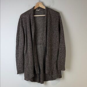 Eileen Fisher Linen Textured Open Front Cardigan - Brown Size Large